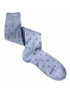 Men's Long Linen Socks, Polka Dot Pattern