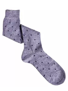 Men's Long Linen Socks, Polka Dot Pattern