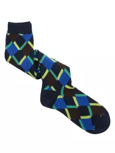 Geometric patterned long socks in warm cotton