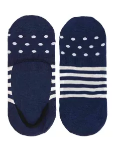 Filo di Scozia Cotton No Show Socks - Mixed Stripes and Polka Dots Pattern with Non-Slip Heel