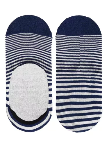 Filo di Scozia Cotton No Show Socks - Mixed Stripes Pattern - Non-Slip Heel