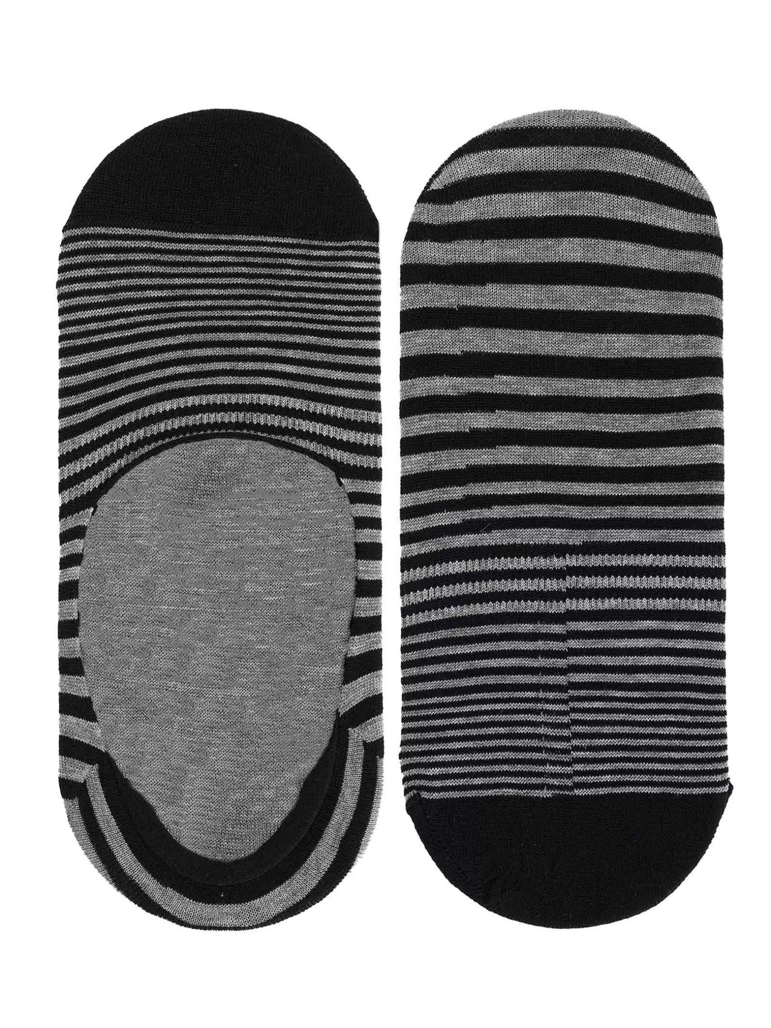 Filo di Scozia Cotton No Show Socks - Mixed Stripes Pattern - Non-Slip Heel