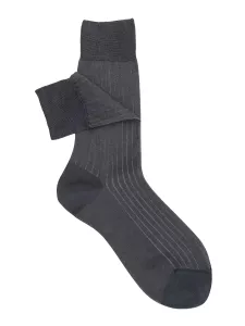 Classic Rib Vanisè Men's calf Socks Filo di Scozia cotton