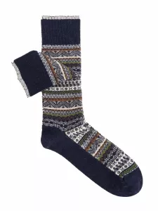 Short Socks in Cashmere and Viscose with Stripe Pattern