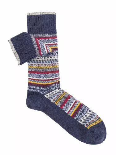 Short cashmere and viscose socks with Norwegian Greek design