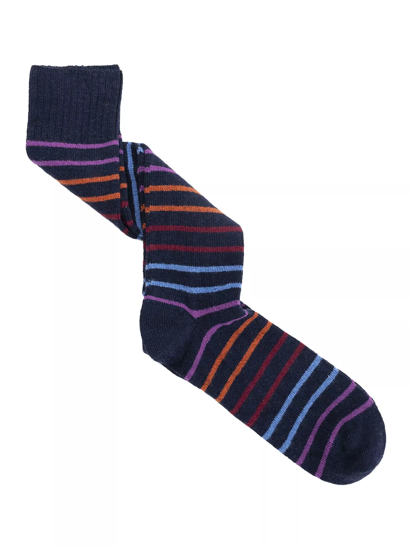 Knee High Cashmere Viscose Socks in Striped Pattern