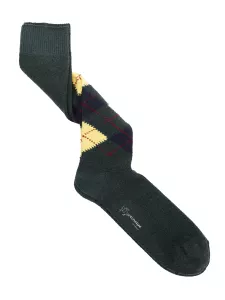 Long Cashmere and Viscose Socks with Burlington Diamond Pattern