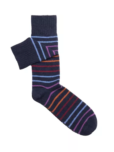 Short Cashmere Viscose Socks in Striped Pattern