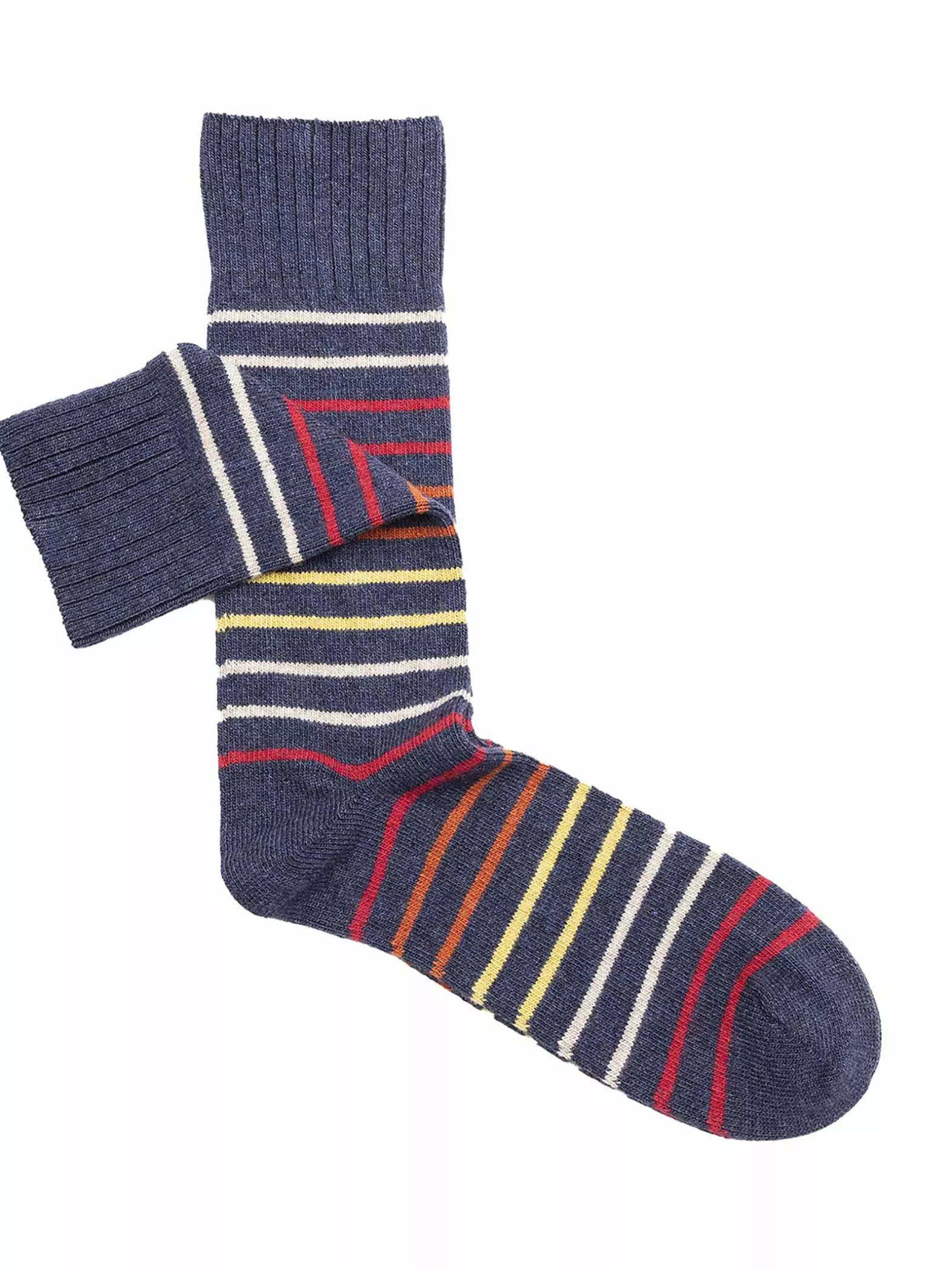 Short Cashmere Viscose Socks in Striped Pattern