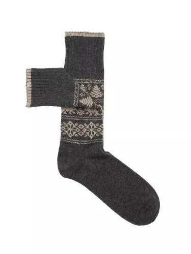 Short socks in cashmere and viscose with Norwegian pattern