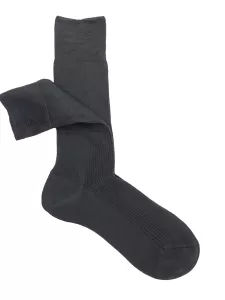 Thin classic rib calf socks 100% Cotton Lisle thread