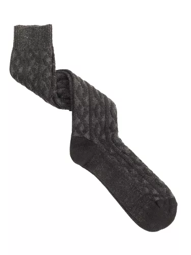 Long Socks in Cashmere and Viscose with Braided Pattern