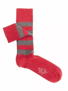 Short Socks in Cashmere and Viscose with Stripe Pattern