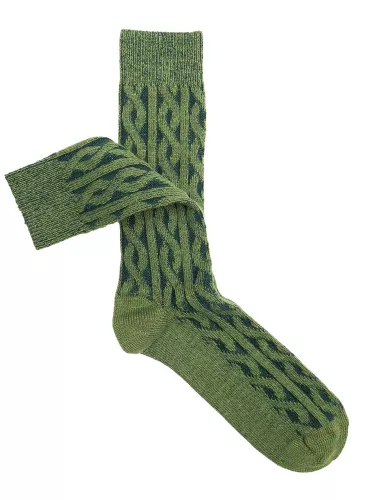 Woman Socks in Cashmere and Viscose with Braided Pattern