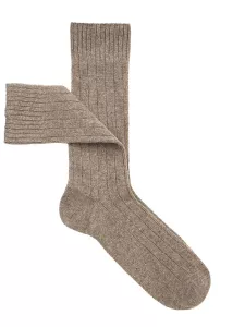 Short cashmere and viscose socks with Norwegian Greek design