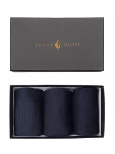 Gift Box 3 pairs Long Plain Socks 100% Cotton Filo Scozia