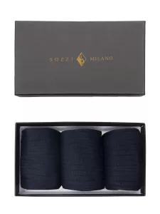 Gift Box 3 pairs Classic Ribbed Long Socks 100% Filo di Scozia Cotton