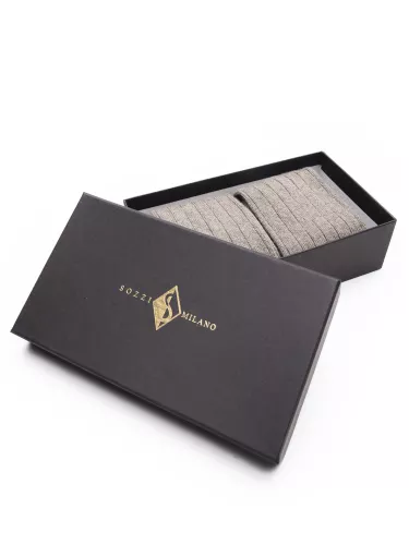 Gift Box 2 pairs Short Classic Ribbed Socks Cashmere-Viscose