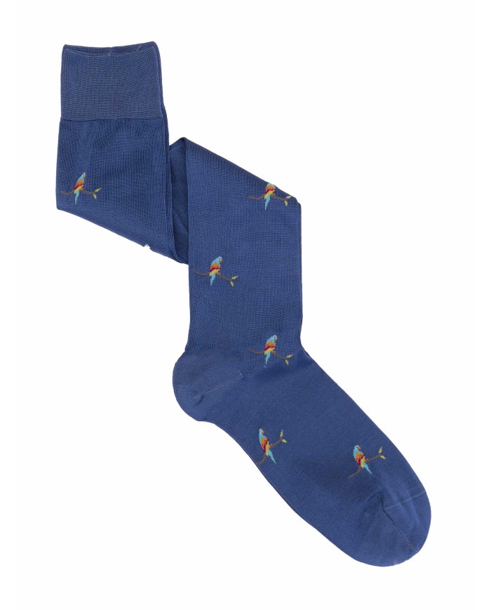 Men's Elegant Long Socks with Parrot Design in Cool Cotton