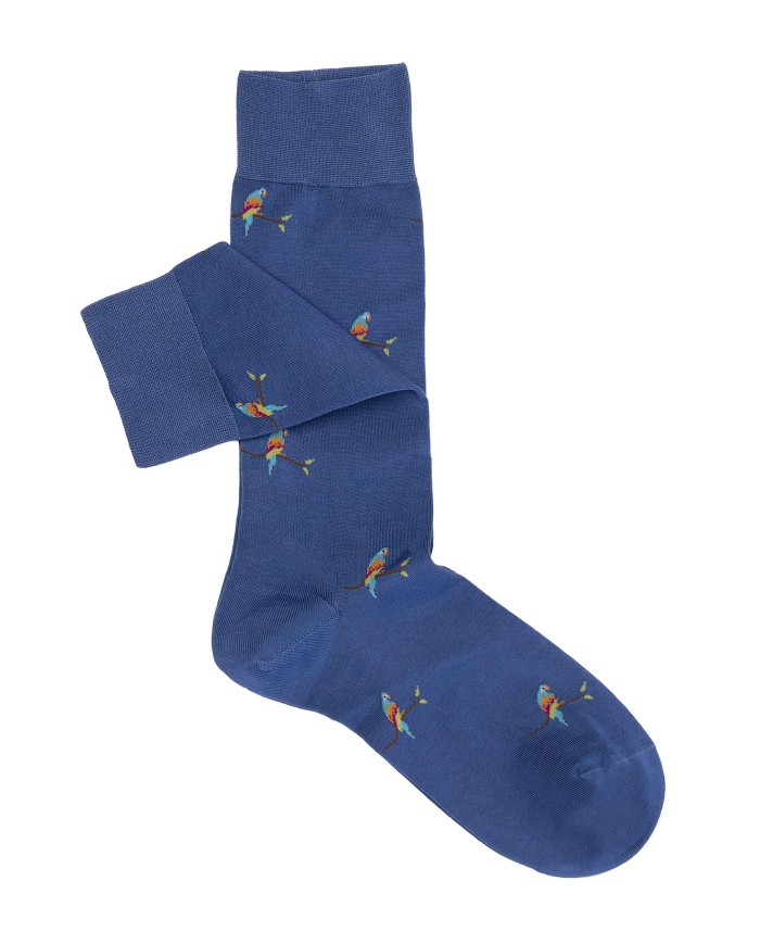 Men's Elegant Short Socks with Parrot Pattern in Cool Cotton
