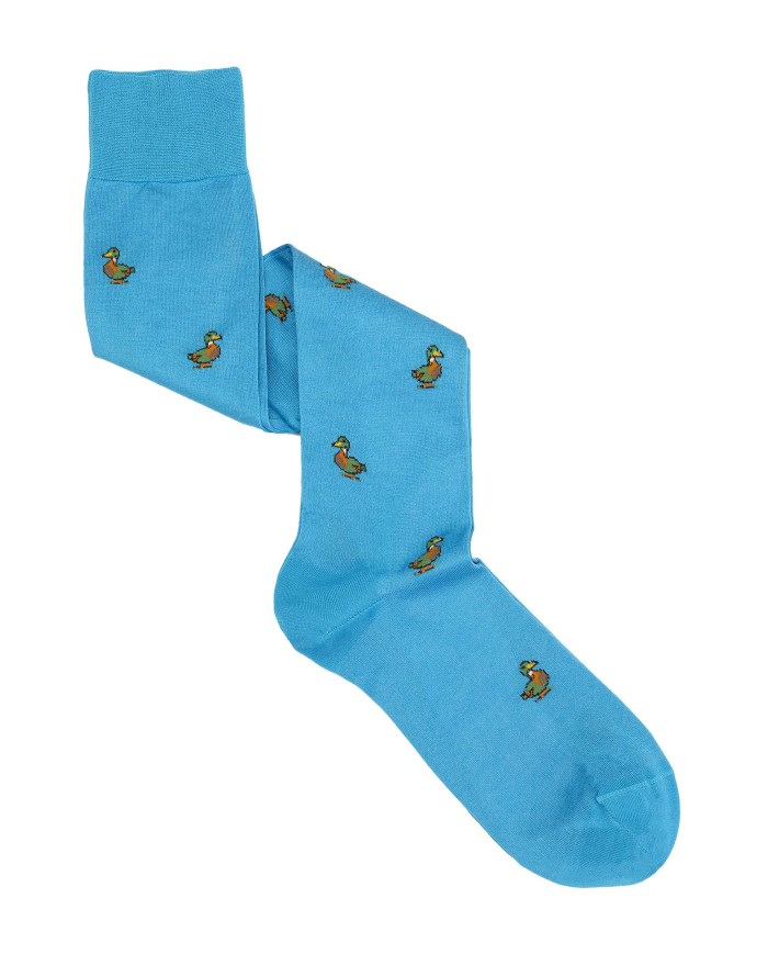 Elegant Duck Pattern Long Socks for Men in Cool Cotton