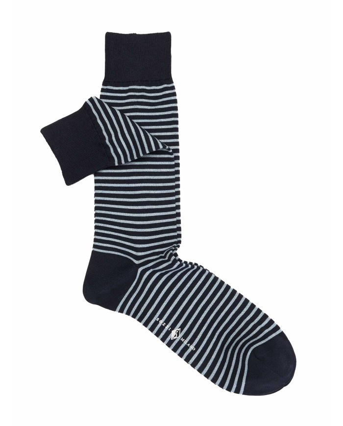 Elegant Striped Men's Short Socks in Cool Cotton