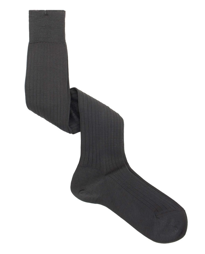 Classic slim rib Knee high socks 100% Cotton Lisle thread