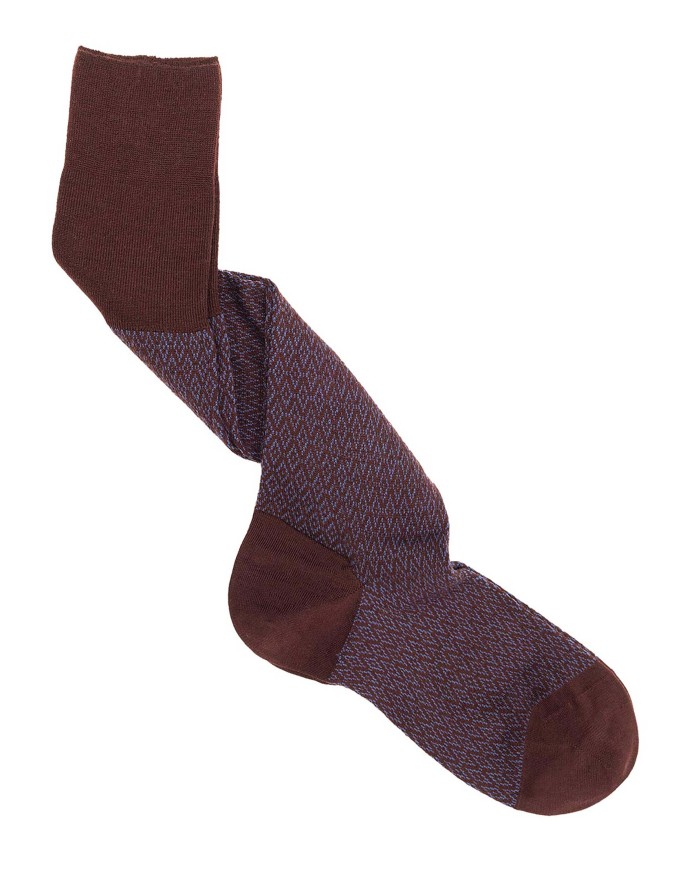 Long Wool Socks with Rhombus Pattern