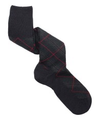 Long Wool Socks with Rhombus Pattern