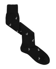 Long Wool Blend Socks with Dog Pattern