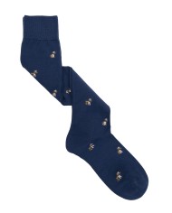 Long Wool Blend Socks with Dog Pattern