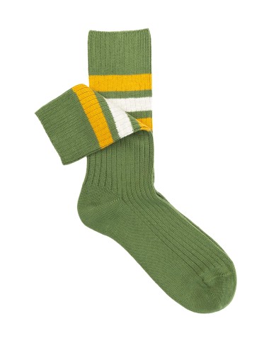 Boston Short Ribbed Socks with Striped Pattern in Warm Cotton