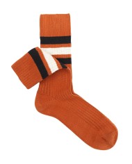 Boston Short Ribbed Socks with Striped Pattern in Warm Cotton