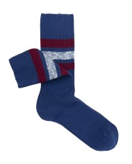 Boston Short Ribbed Socks with Striped Pattern in Warm Cotton