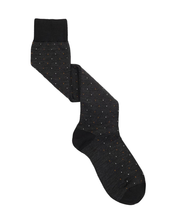 Knee-High Wool Socks with Micro Pattern