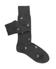 Short Socks in Wool Blend with Dog Pattern