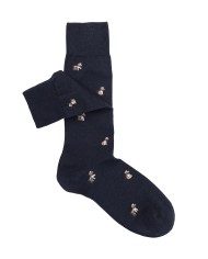 Short Socks in Wool Blend with Dog Pattern