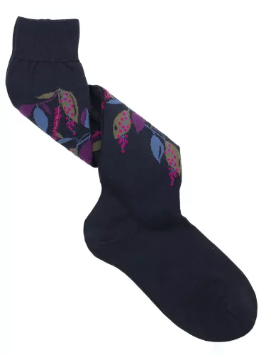 Men's long socks with floral pattern