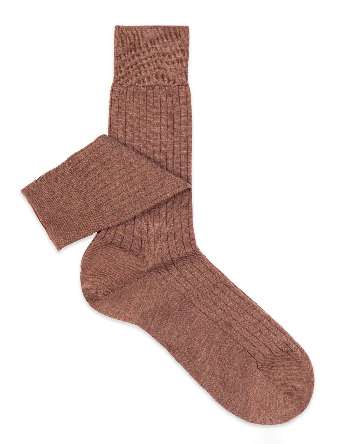 Merin Wool classic rib middle-thin mid calf socks