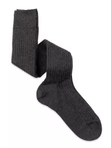 Pied de poule patterned men's long socks in Cashmere Silk Bio