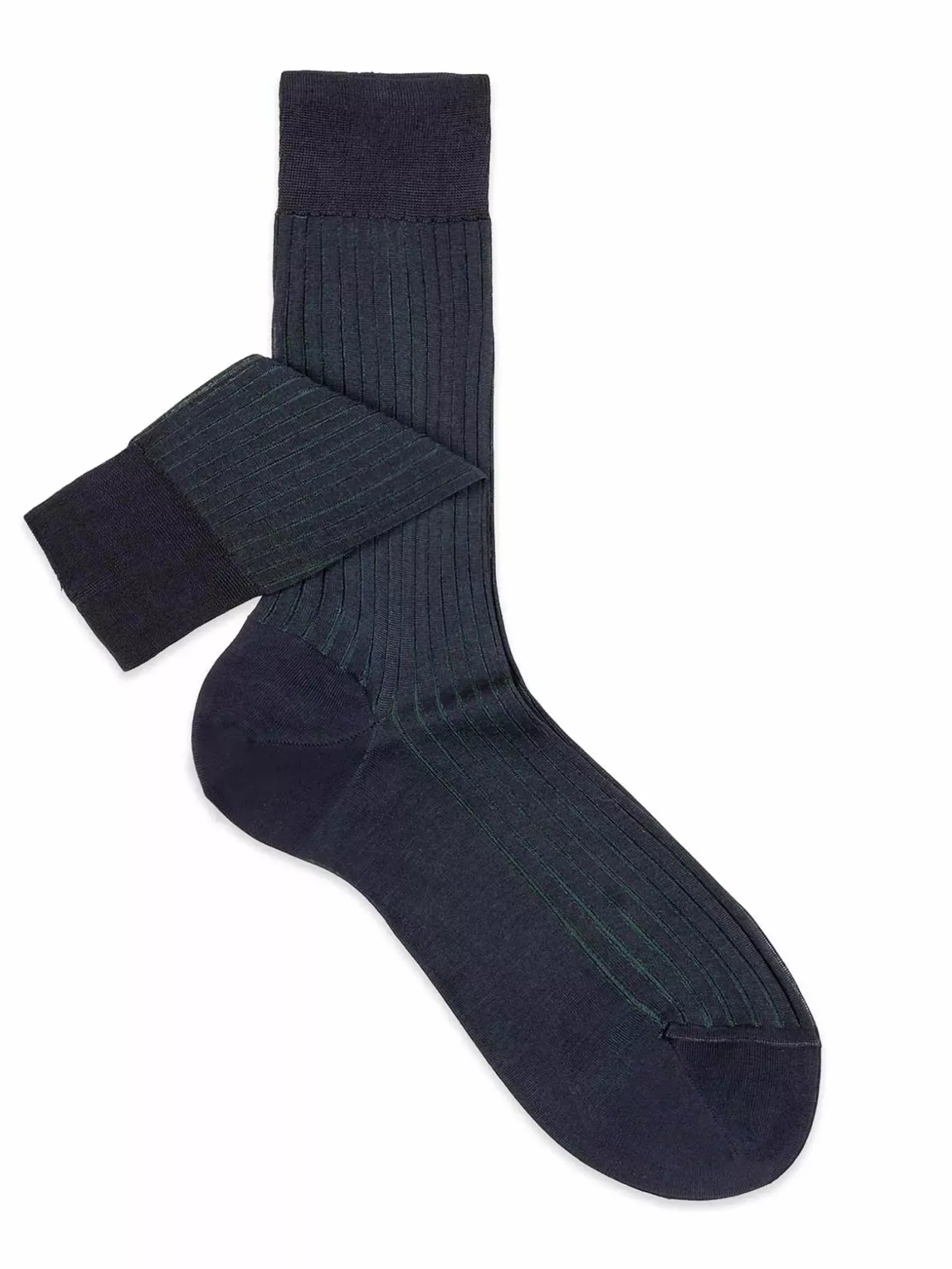 Two Colors classic rib vanisè mid calf socks - 100% Filo scozia cotton