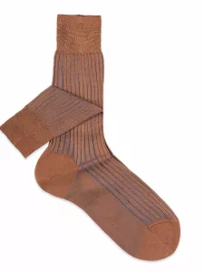 Two Colors classic rib vanisè mid calf socks - 100% Filo scozia cotton