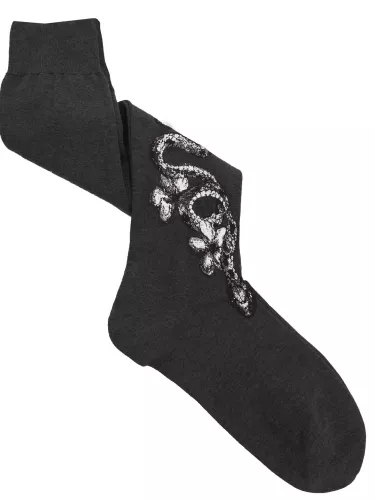 Men's long socks with snake tattoo pattern in Warm Cotton