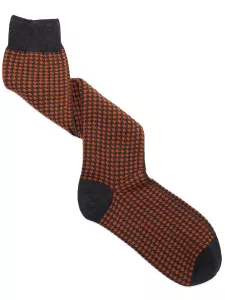 Geometric patterned long socks in warm cotton