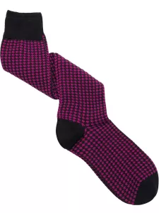 Geometric patterned long socks in warm cotton