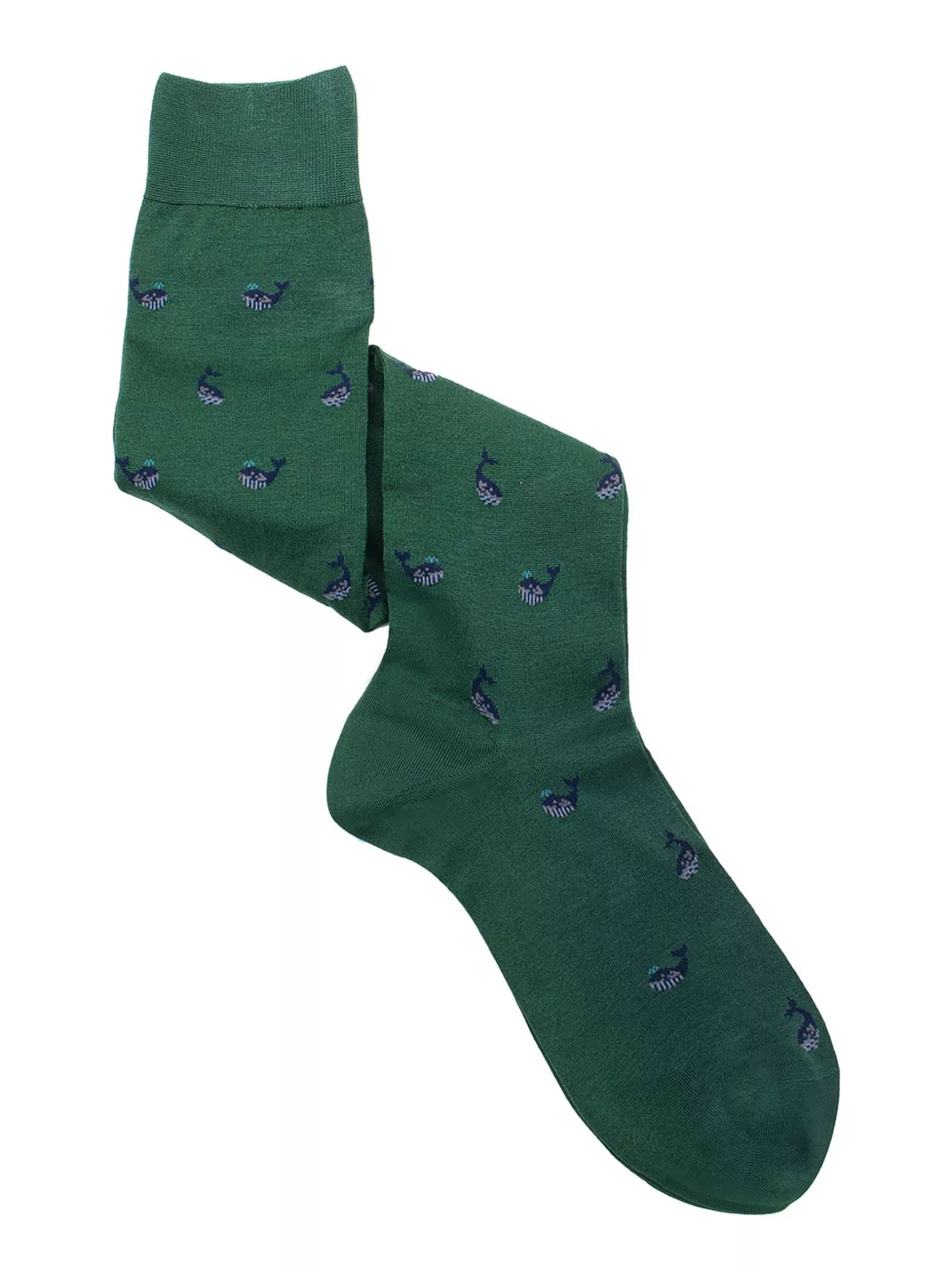 Whale patterned long socks in cool cotton