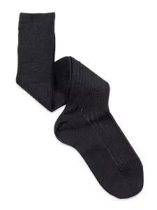 Plain pin point pattern wool knee high socks