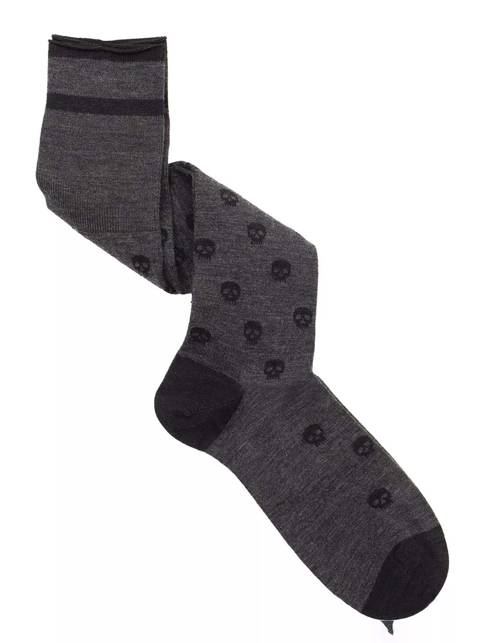 Men's skull patterned long socks in wool