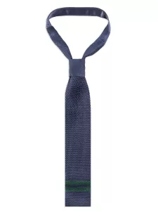 Elegant Men's Pure Silk Tie with Striped Pattern and Square Tip