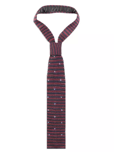 Cravatta Uomo in Seta Raffinata con Fantasia Righe e Pois, Punta Quadrata